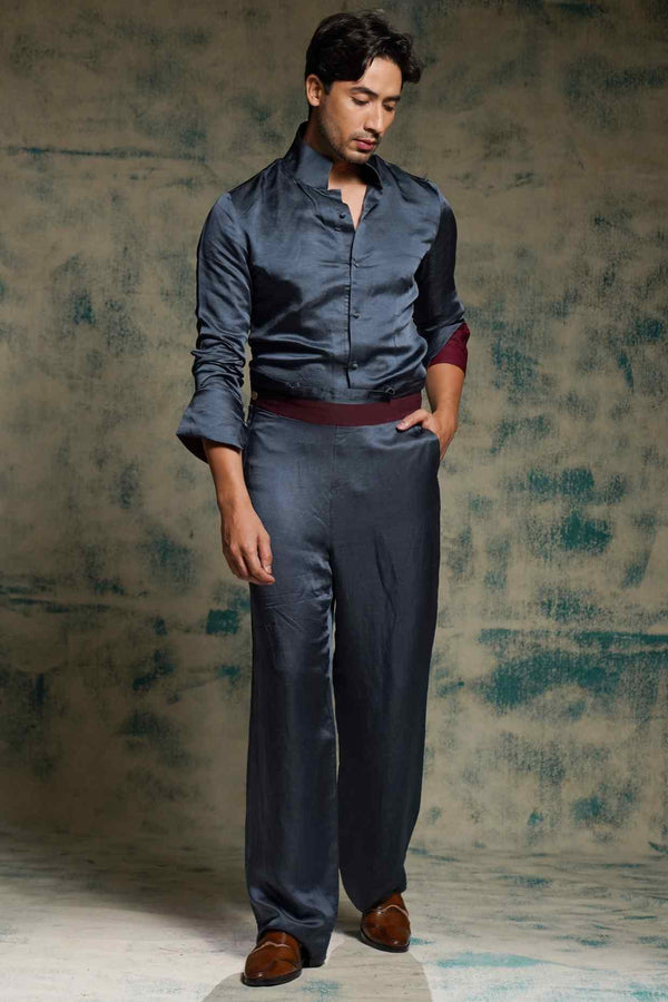 CHARCOAL BLUE SHIRT SET