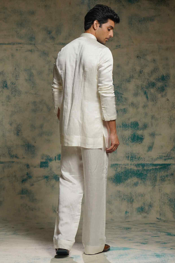 IVORY  POLI BUTTON KURTA SET