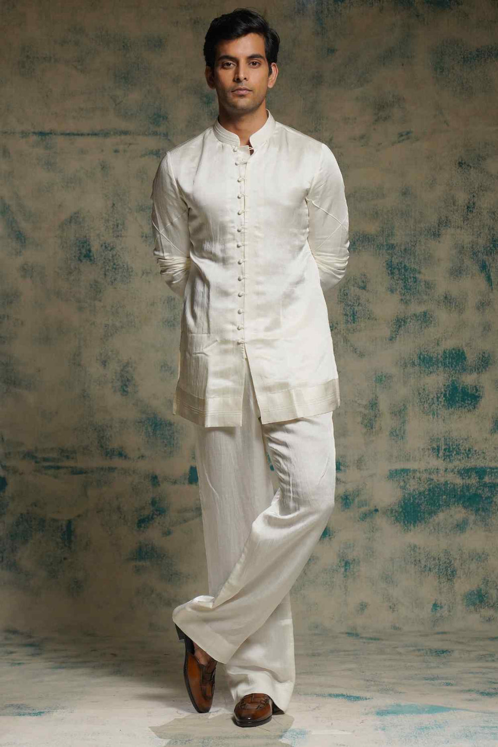IVORY  POLI BUTTON KURTA SET
