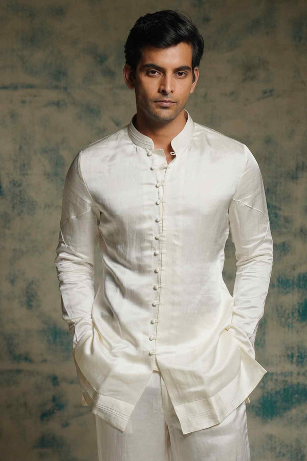IVORY  POLI BUTTON KURTA SET