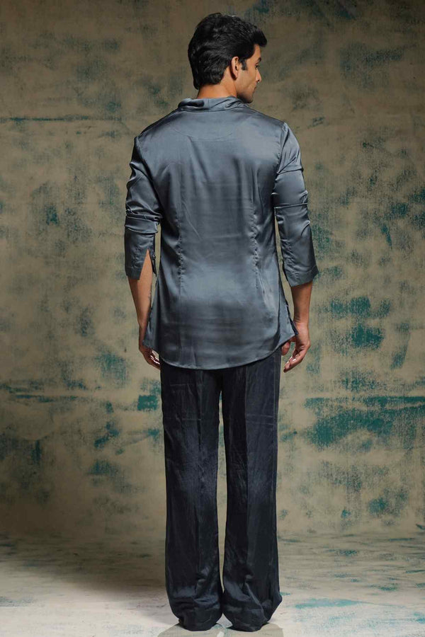 CHARCOAL BLUE COWL KURTA SET