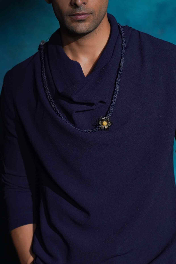 MIDNIGHT BLUE COWL KURTA SET