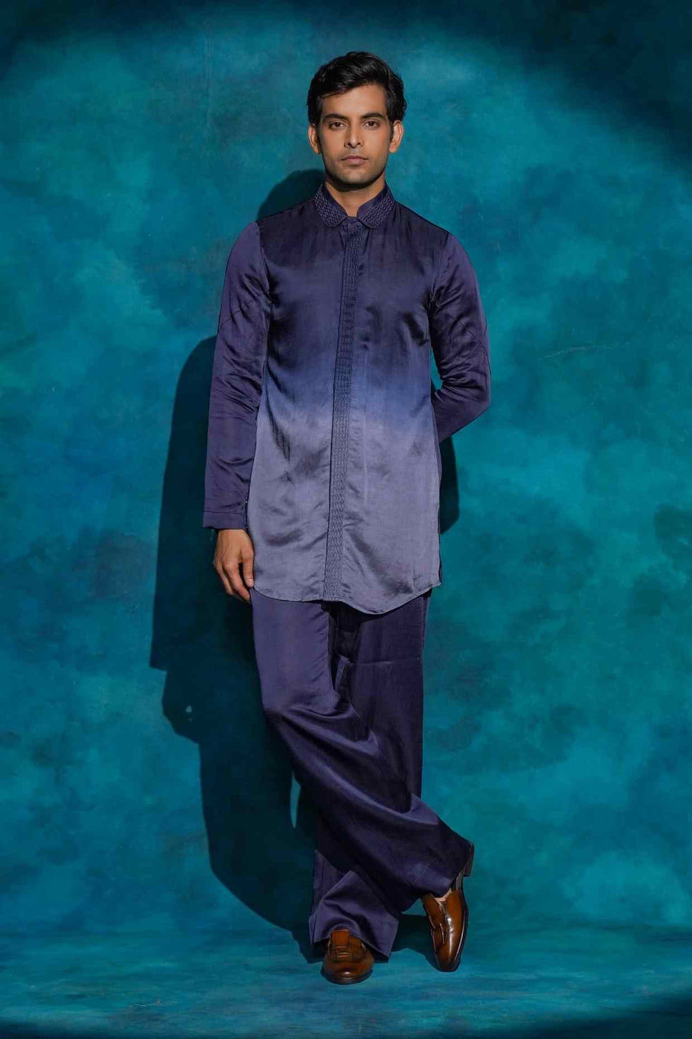 OCEANIC PURPLE OMBRE SHORT KURTA SET