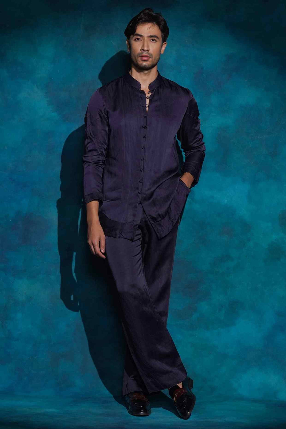 MIDNIGHT BLUE POTLI BUTTON KURTA SET