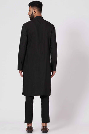 Black Pintuck Kurta Set