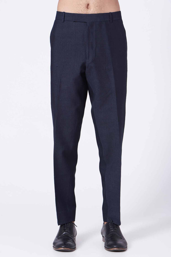 Midnight Blue Textured Silk Kurta Set