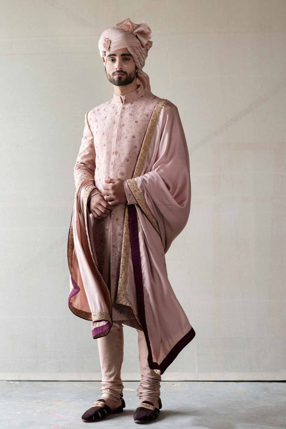 Champagne Jamawar Sherwani