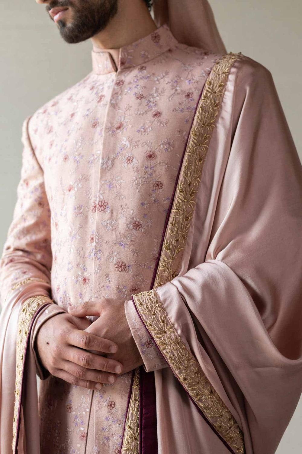 Champagne Jamawar Sherwani