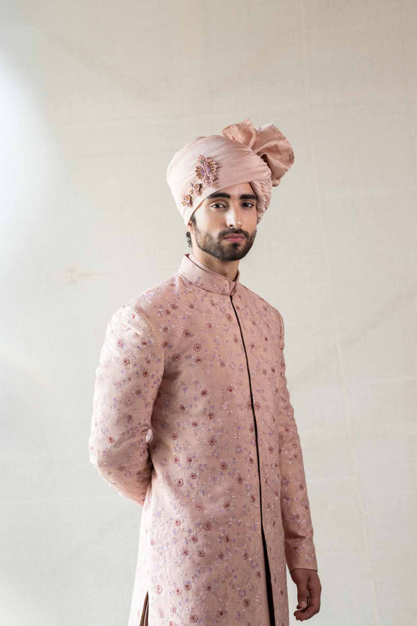 Champagne Jamawar Sherwani