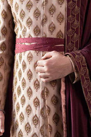 Champagne Motif Sherwani