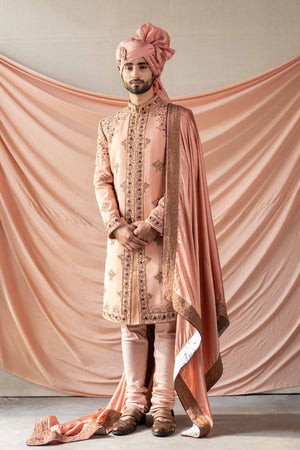 Old Rose Pattern Embroidered Sherwani
