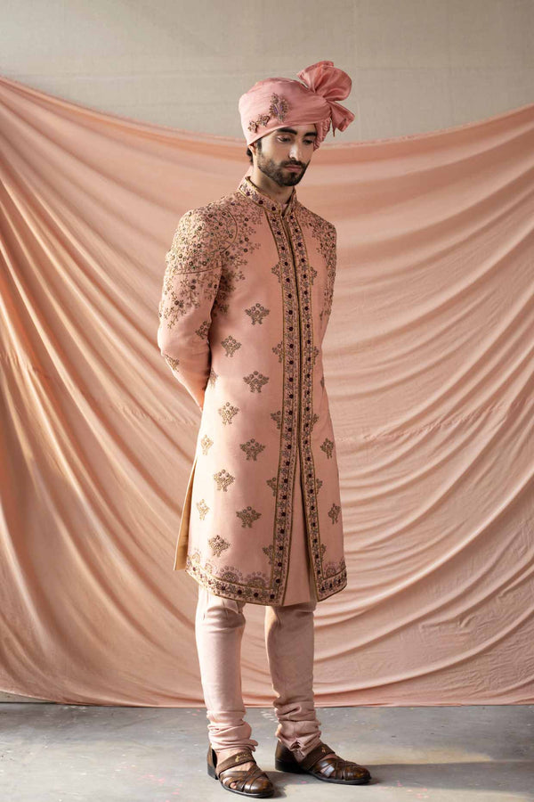 Old Rose Pattern Embroidered Sherwani