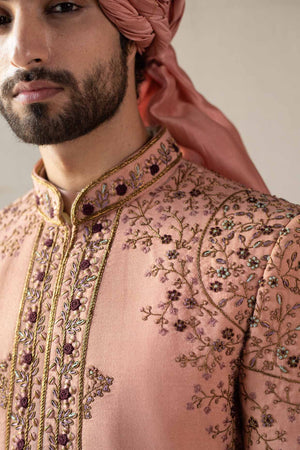 Old Rose Pattern Embroidered Sherwani