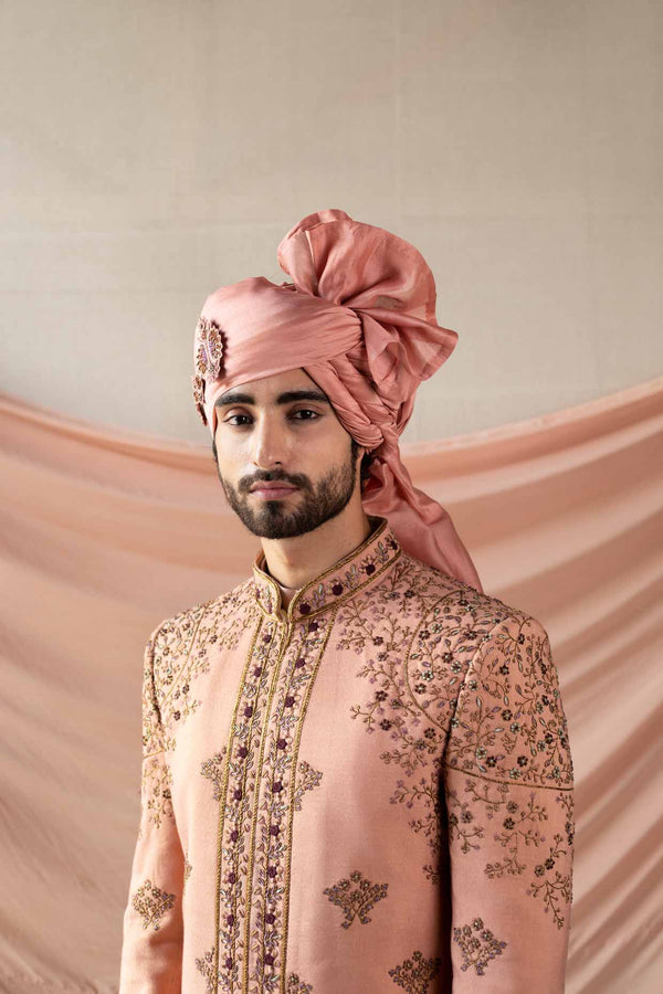 Old Rose Pattern Embroidered Sherwani