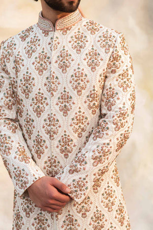 Ivory Textured Base Sherwani