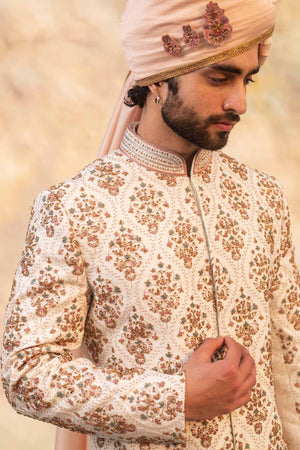 Ivory Textured Base Sherwani