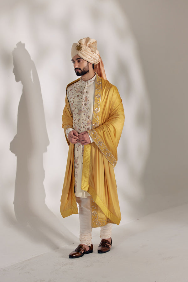 Ivory Ochre Sherwani