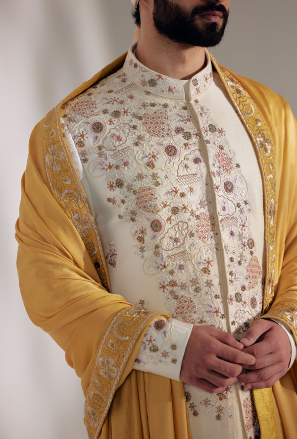 Ivory Ochre Sherwani