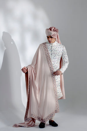 White Vine Sherwani Set