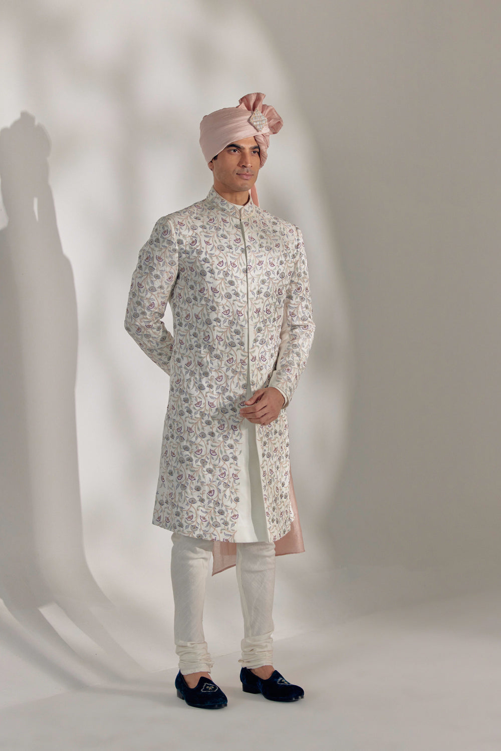 White Vine Sherwani Set
