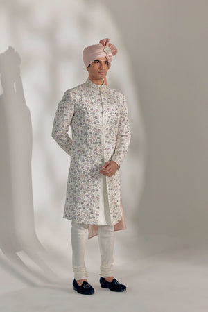 White Vine Sherwani Set