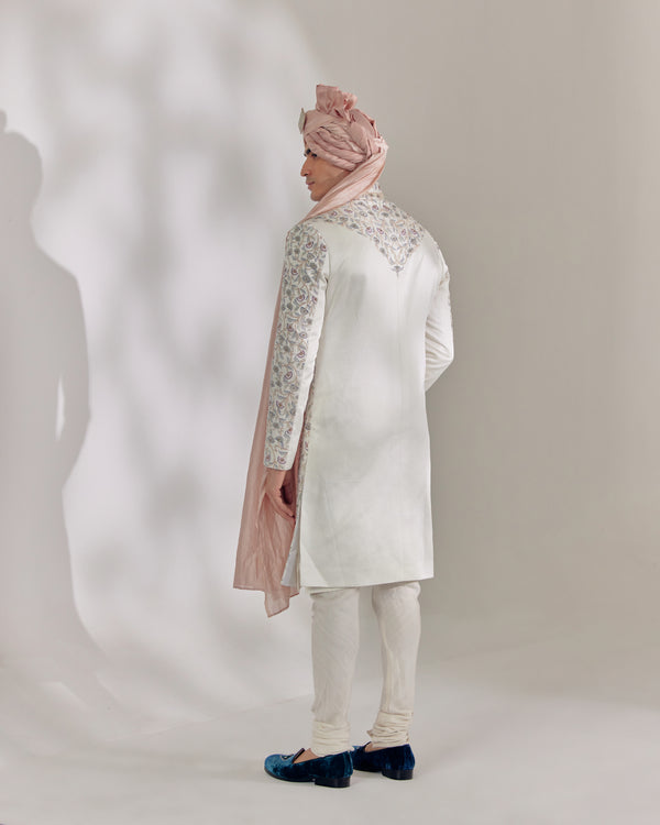White Vine Sherwani Set