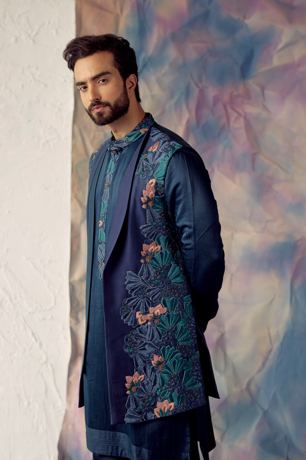 Portrait In Peacock Blue Shrug Set