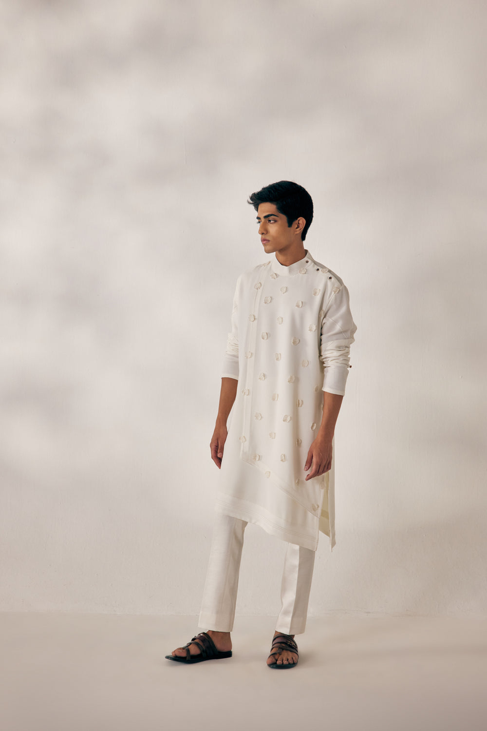 White Applique Kurta Set