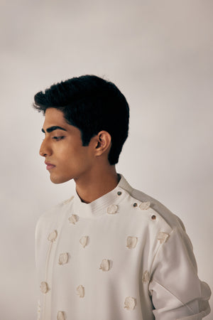 White Applique Kurta Set