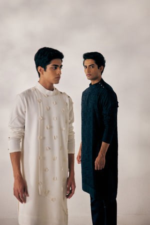 White Applique Kurta Set