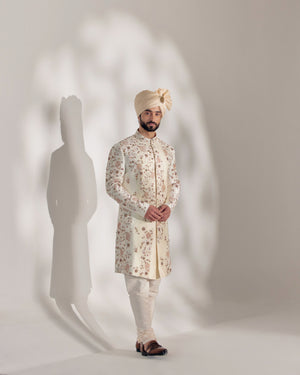 Ivory Ochre Sherwani Set