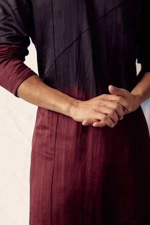 Wine Ombre Kurta Set