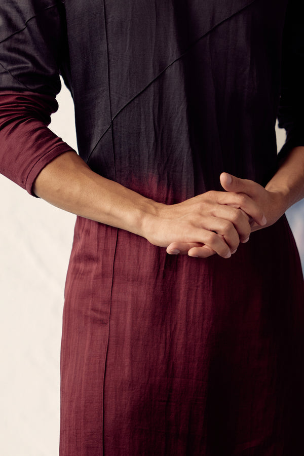 Wine Ombre Kurta Set