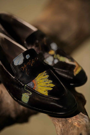 Black Hand-painted Loafers