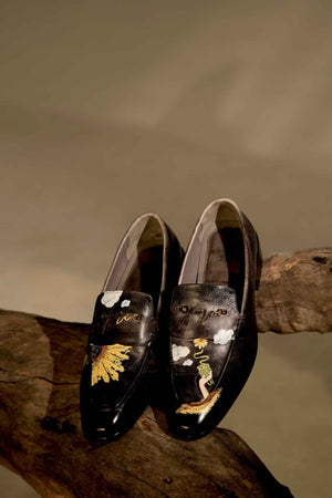 Black Hand-painted Loafers