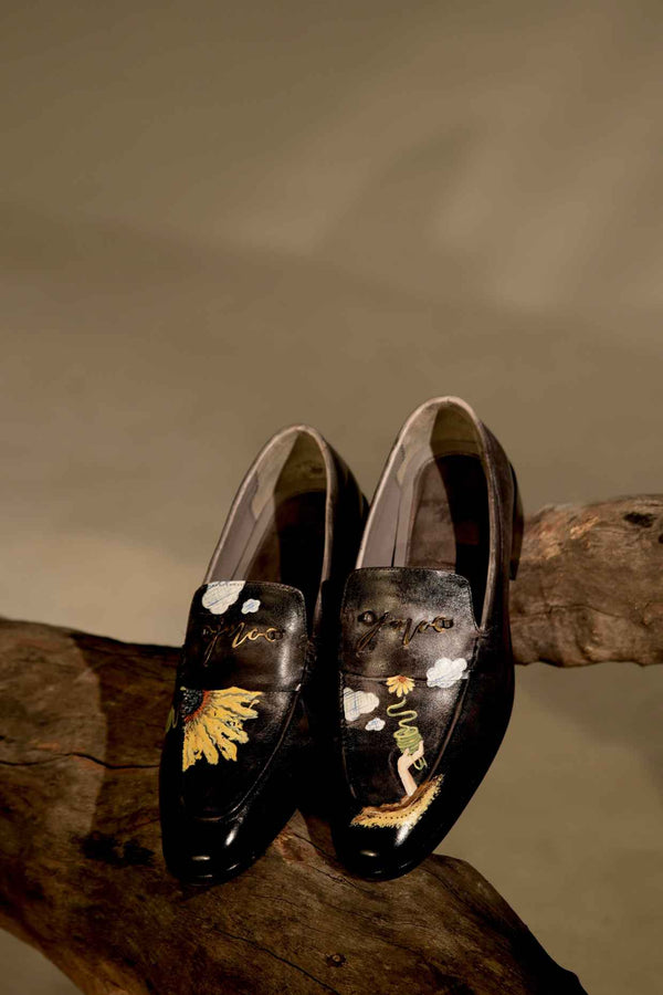 Black Hand-painted Loafers