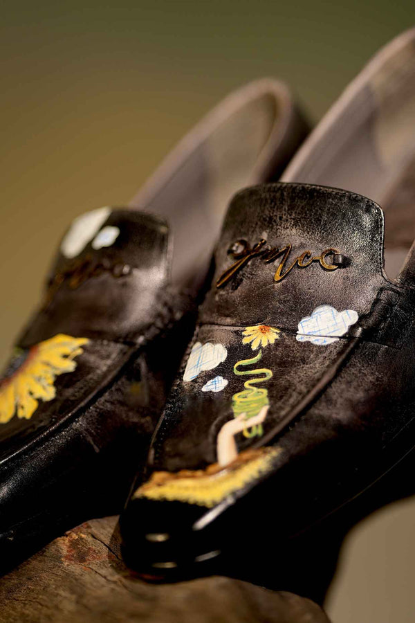 Black Hand-painted Loafers
