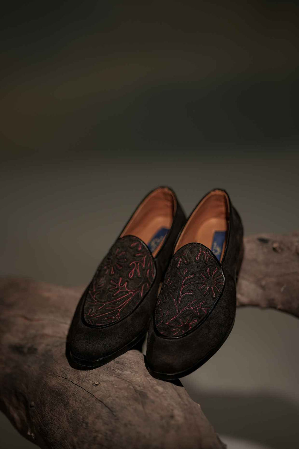 Black Cord Embroidery Loafers