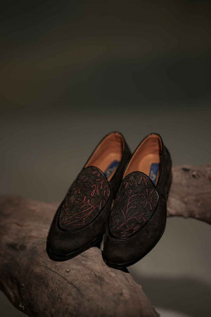 Black Cord Embroidery Loafers