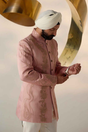 Rose Quartz Long Bandhgala Set
