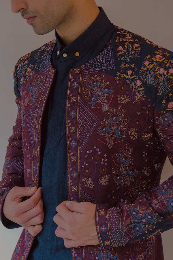 Midnight and Wine Contemporary Jacket Set