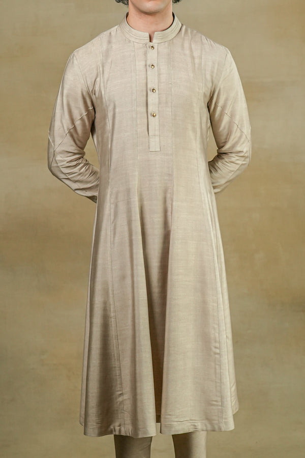 Sand Grey Anarkali Kurta Set