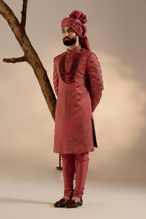 Red Ochre Sherwani Set