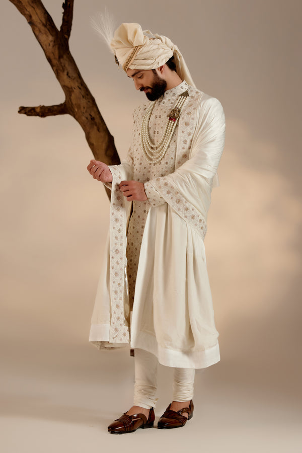 Albino White Sherwani Set