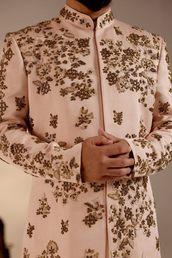 Shell-Pink Sherwani Set
