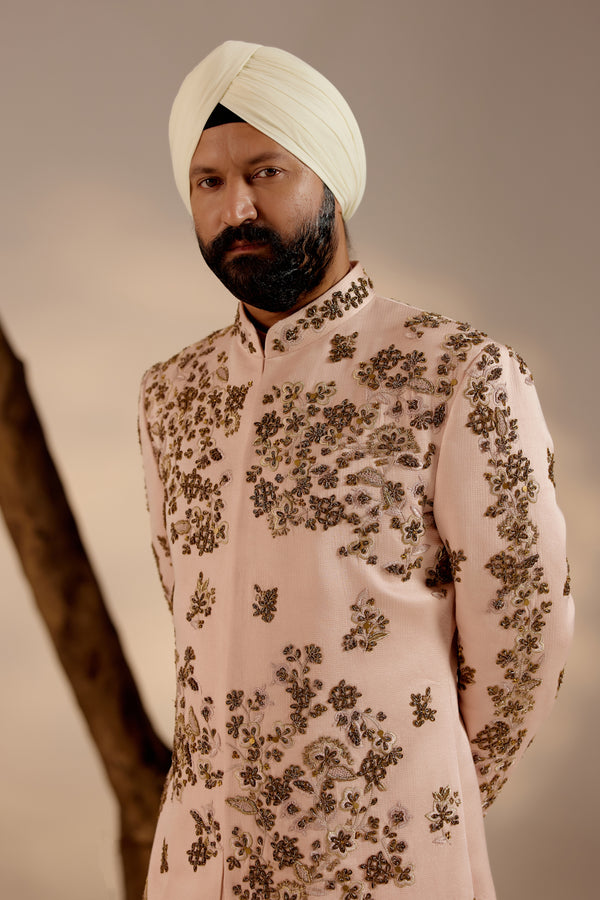 Shell-Pink Sherwani Set