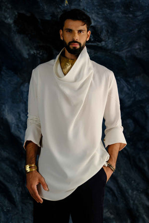 Ivory Cowl Neck Shirt Set