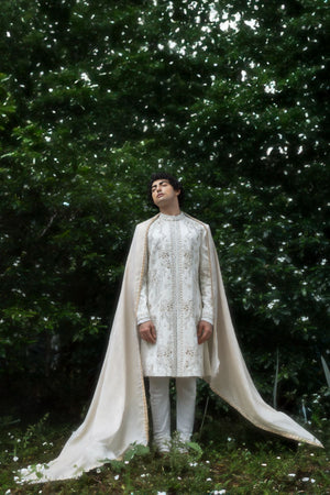 Wisteria White Sherwani Set
