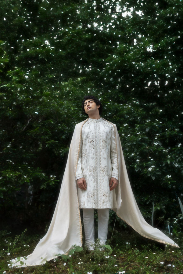Wisteria White Sherwani Set