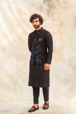 Black Fractal Nehru Jacket